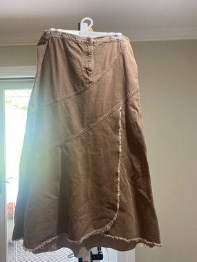 Jeanology Two piece set Brown A-Line Frayed Hem Skirt with matching jean jacket